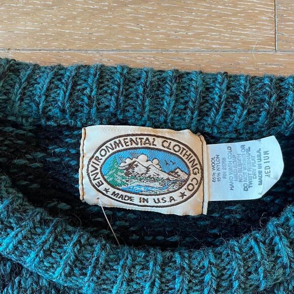 Vintage blue and black pattern Grandpa knit sweater Size Medium - Picture 2 of 3